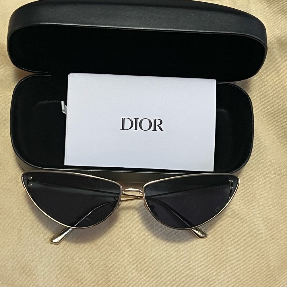 Dior Black and Gold Angular Sunglasses